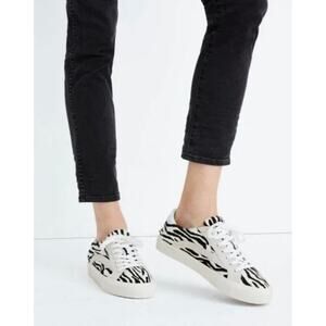 Madewell Zebra Print Calf Hair Sneakers Low Top Casual Shoe Size 6 (runs large)